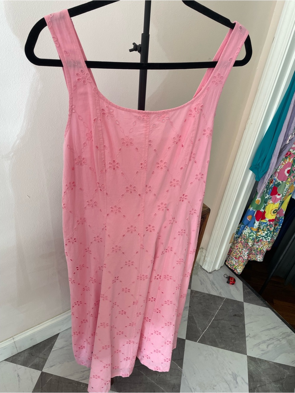 J. Crew Pink Eyelet Cotton Maxi Slip Dress